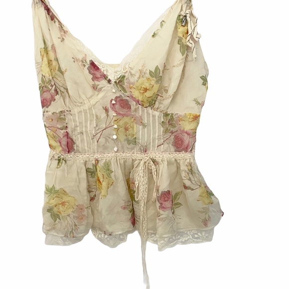 new For Love + Liberty by Johnny Was ๐ Romantic Floral Print Silk Cami ๐ Ivory - Picture 5 of 17